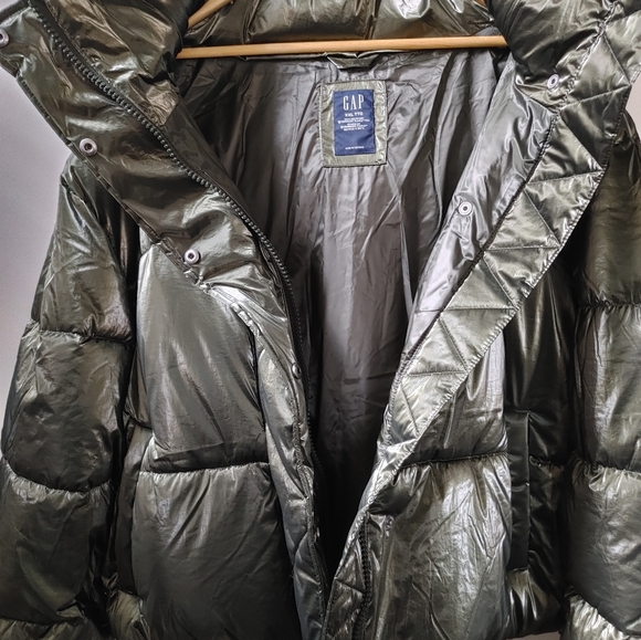 NWT Women's GAP Dark Olive Big Puff Primaloft Cropped Oversized Jacket ~ XXL - Picture 12 of 16